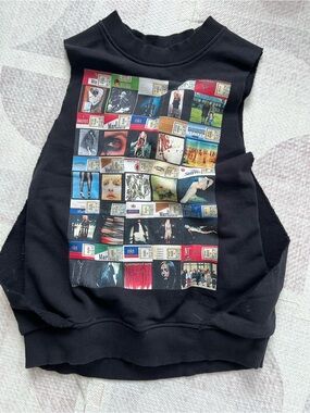 Black Crewneck Sweater with Multicolor Photo Grid